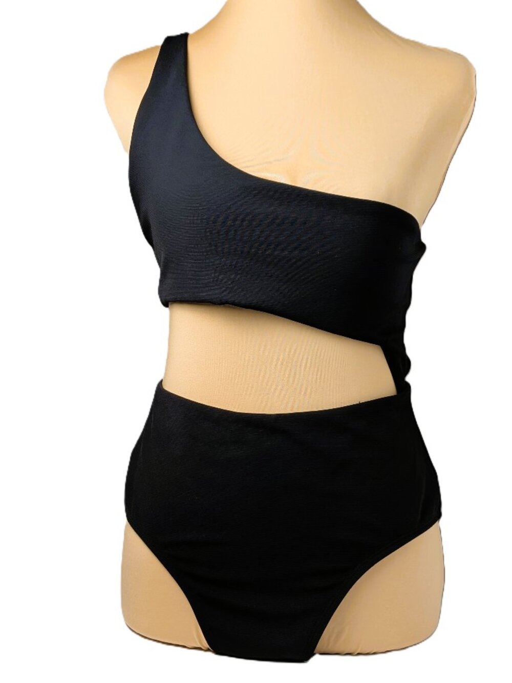 Wilo the Label Black Cutout One-Shoulder One Piece Swimsuit Size L NEW